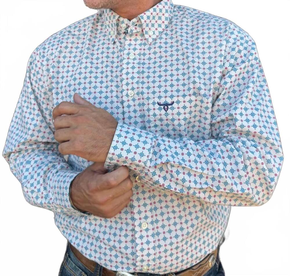 NEW DROVER COWBOY THREADS the bronco signature series shirt in blue